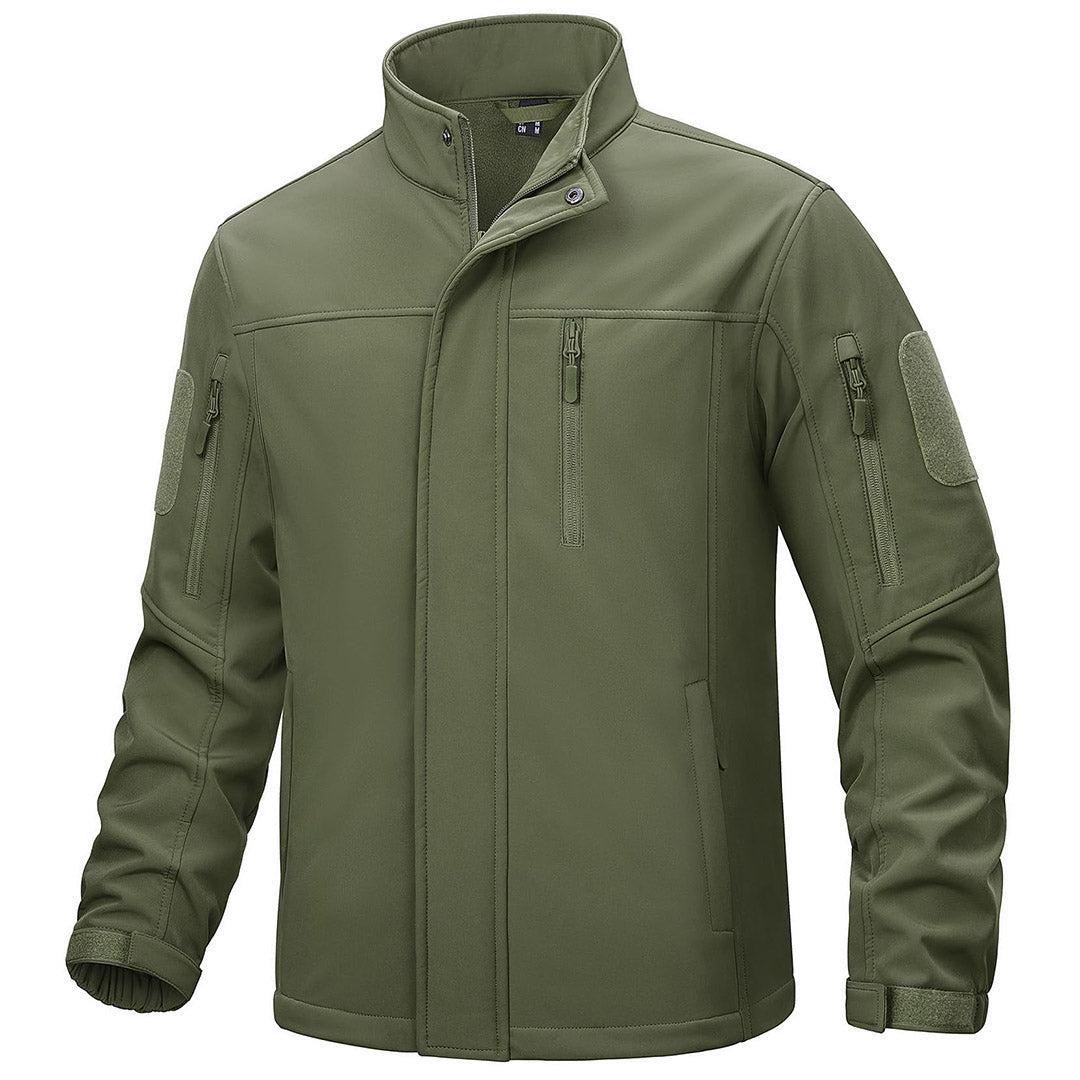Men's tactical jacket navy blue windproof fleece-lined coat with multiple utility pockets