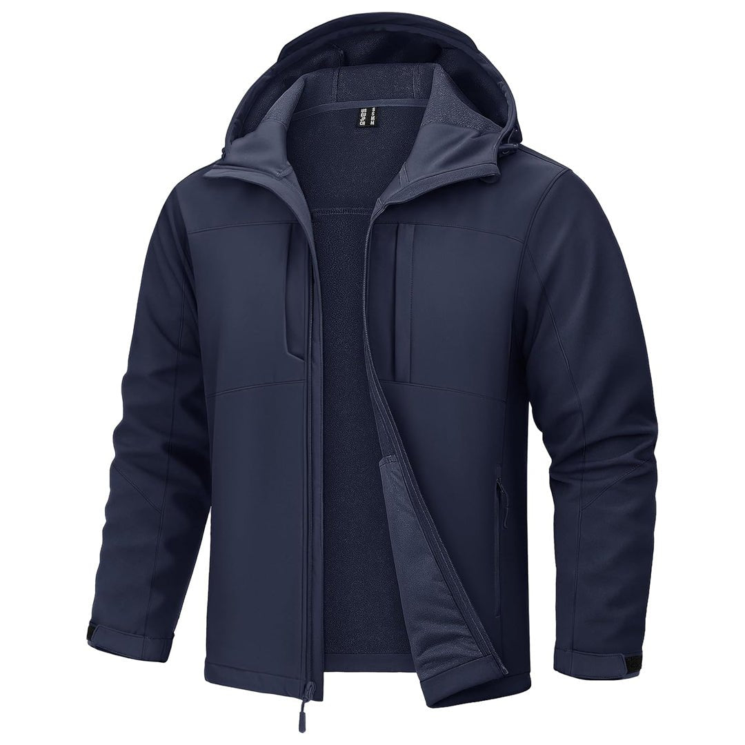 Men's tactical softshell hooded jacket, waterproof windproof 4-way stretch, lightweight outdoor coat