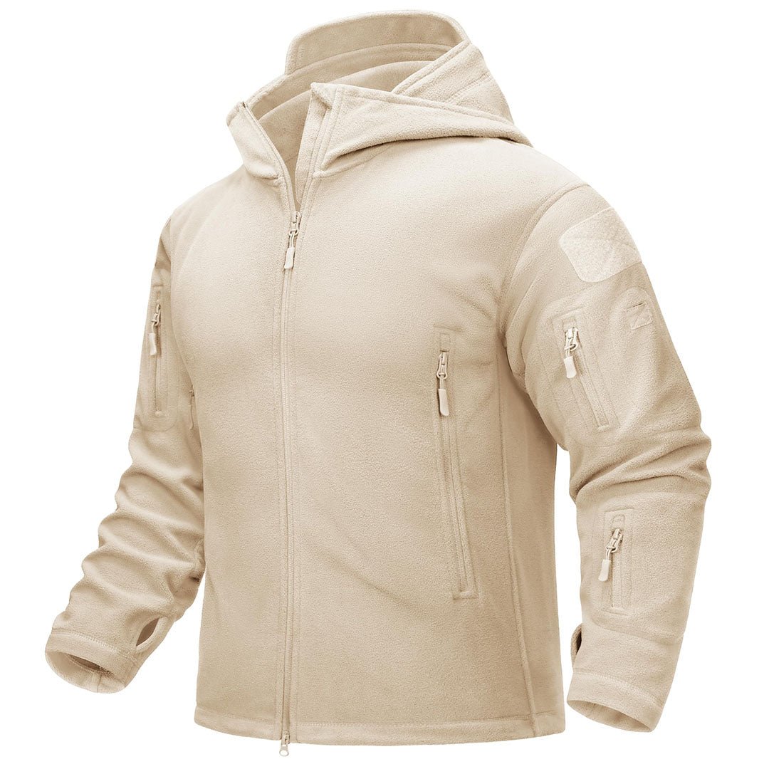 Men's tactical thermal bomber jacket black fleece hoodie with stand-up collar windproof outdoor