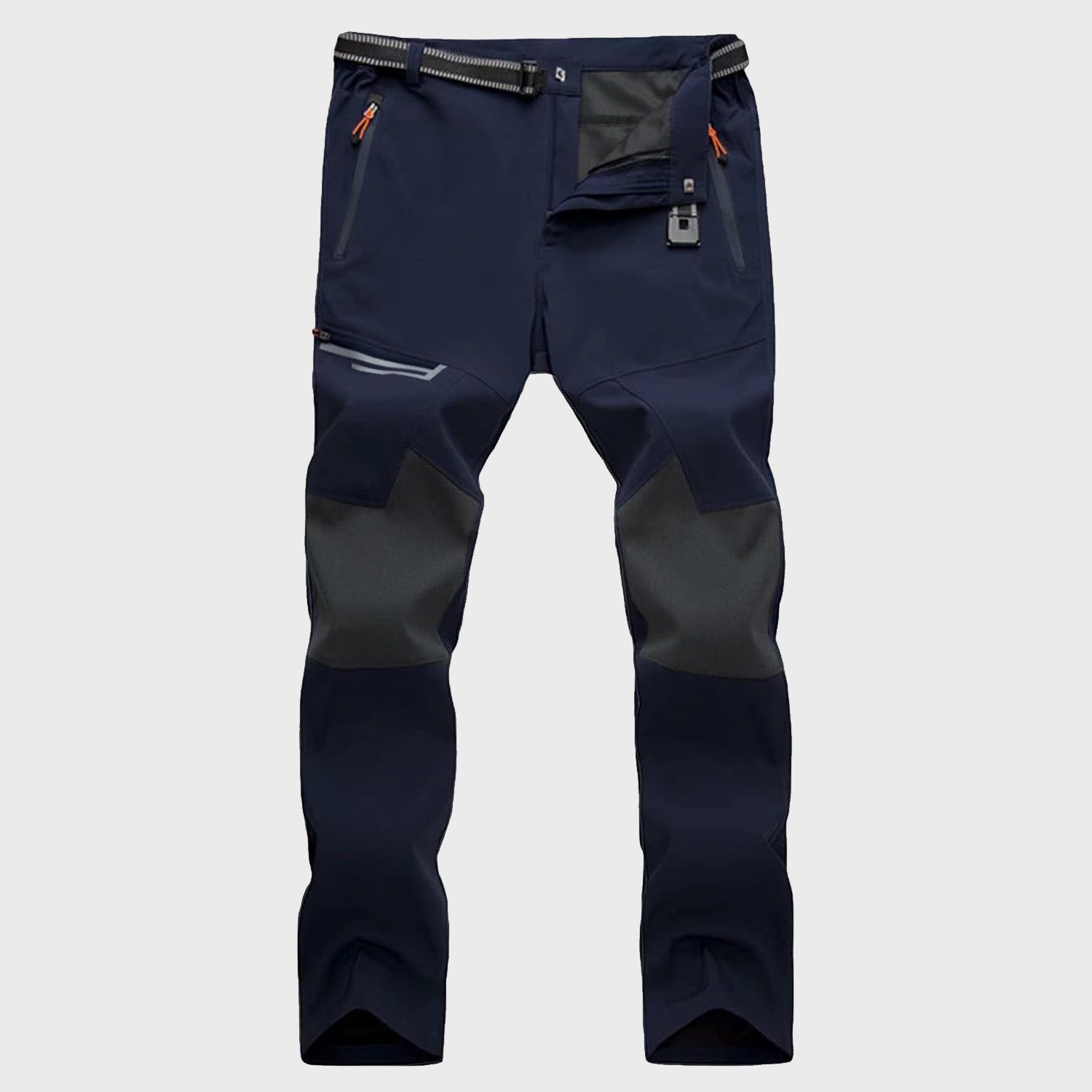 Men's olive tactical trekking pants ripstop quick-dry 4-way stretch with zipper pockets for hiking