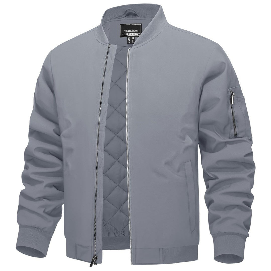 Men's thermal quilted bomber jacket water-resistant insulated navy blue outdoor adventure wear