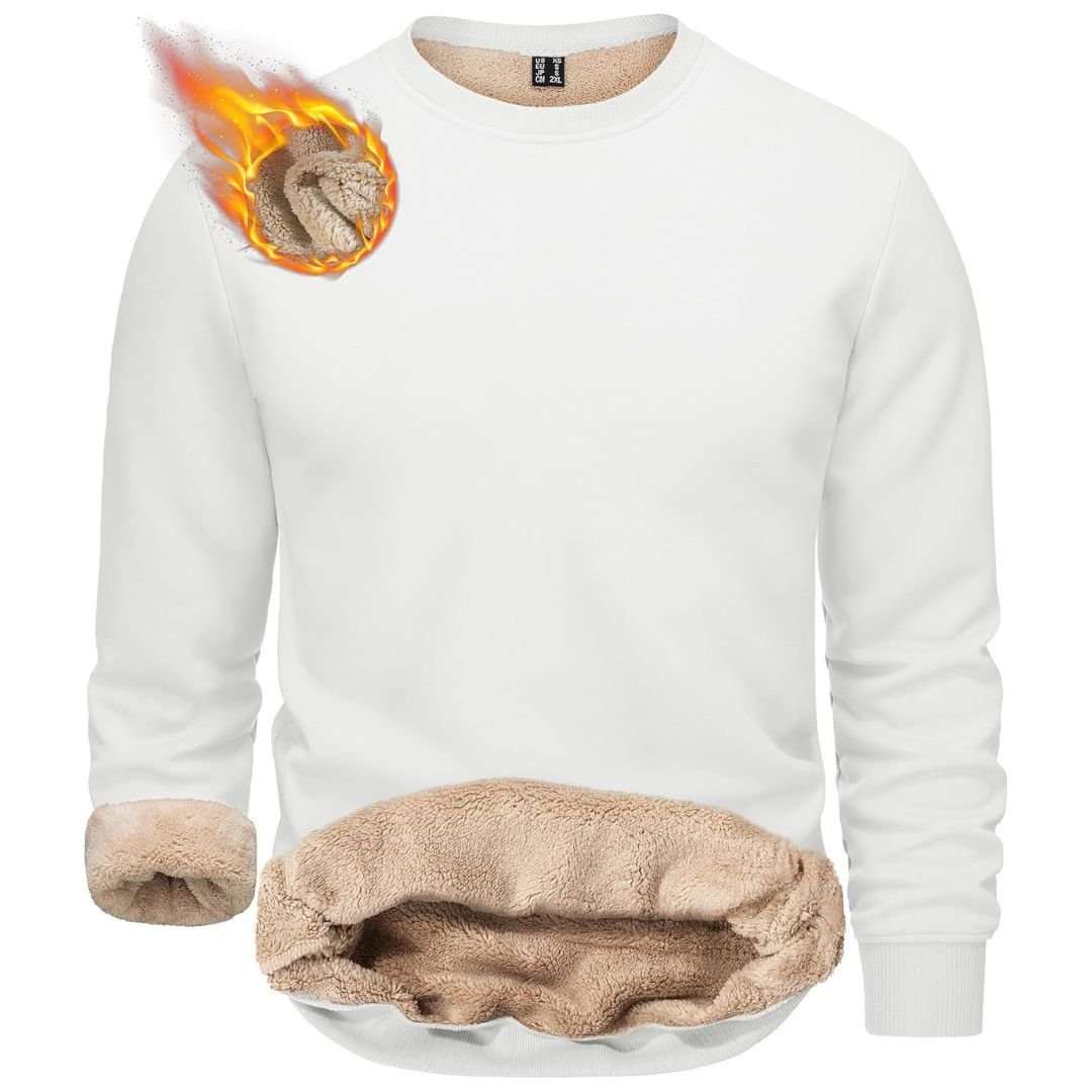 Men's heavyweight sherpa lined fleece pullover sweatshirt windproof warm everyday casual comfort