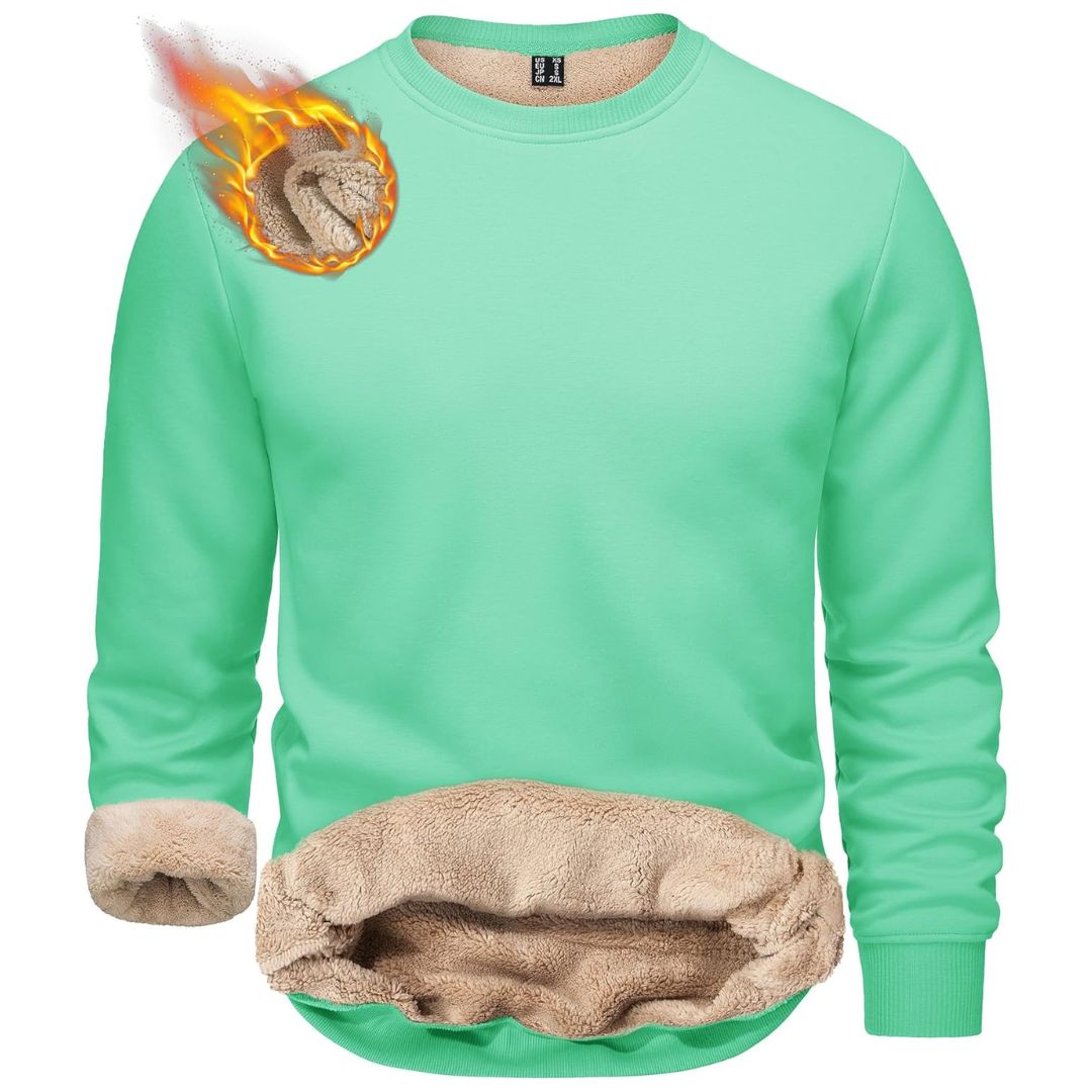 Men's heavyweight sherpa lined fleece pullover sweatshirt windproof warm everyday casual comfort