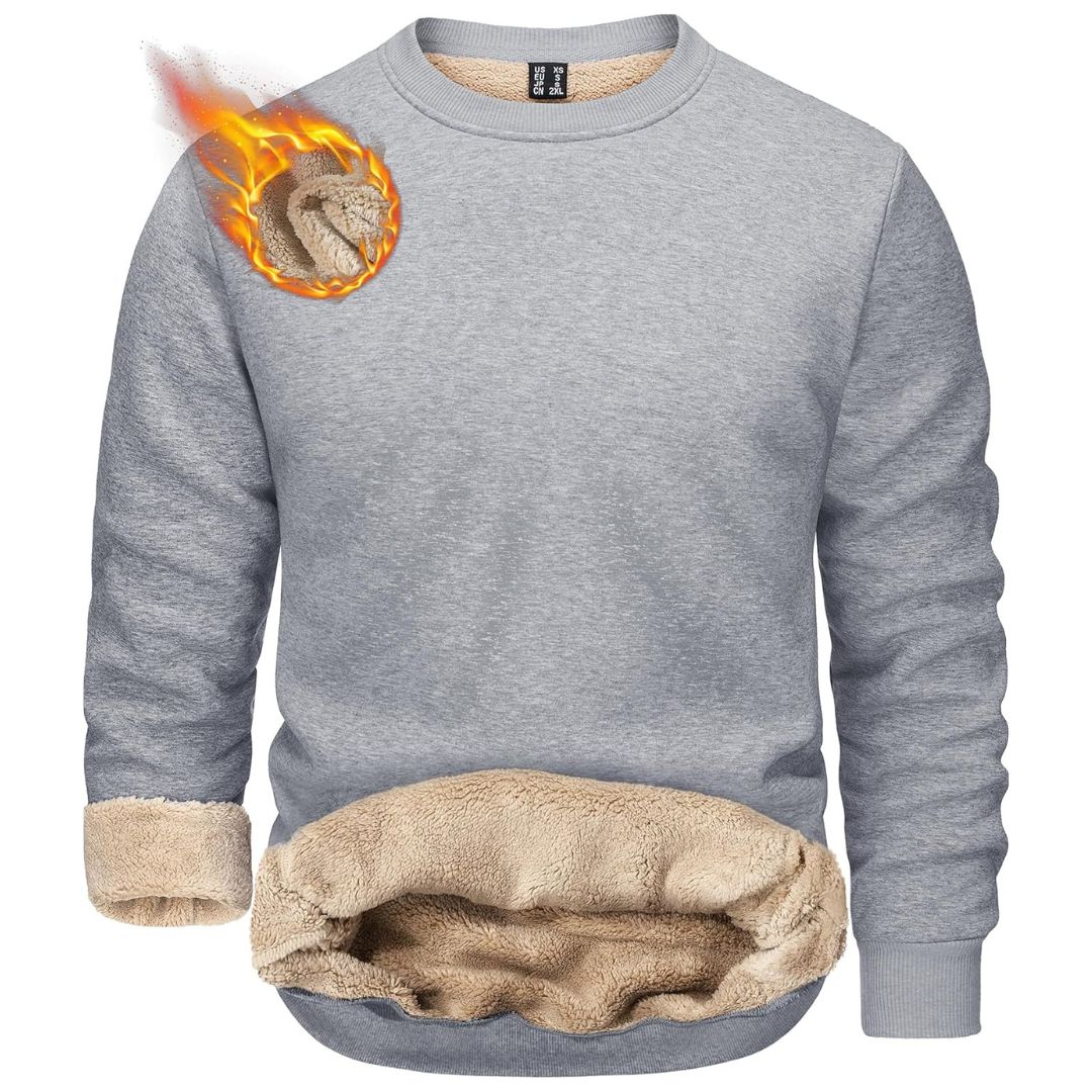 Men's heavyweight sherpa lined fleece pullover sweatshirt, windproof cotton comfort fit for everyday wear