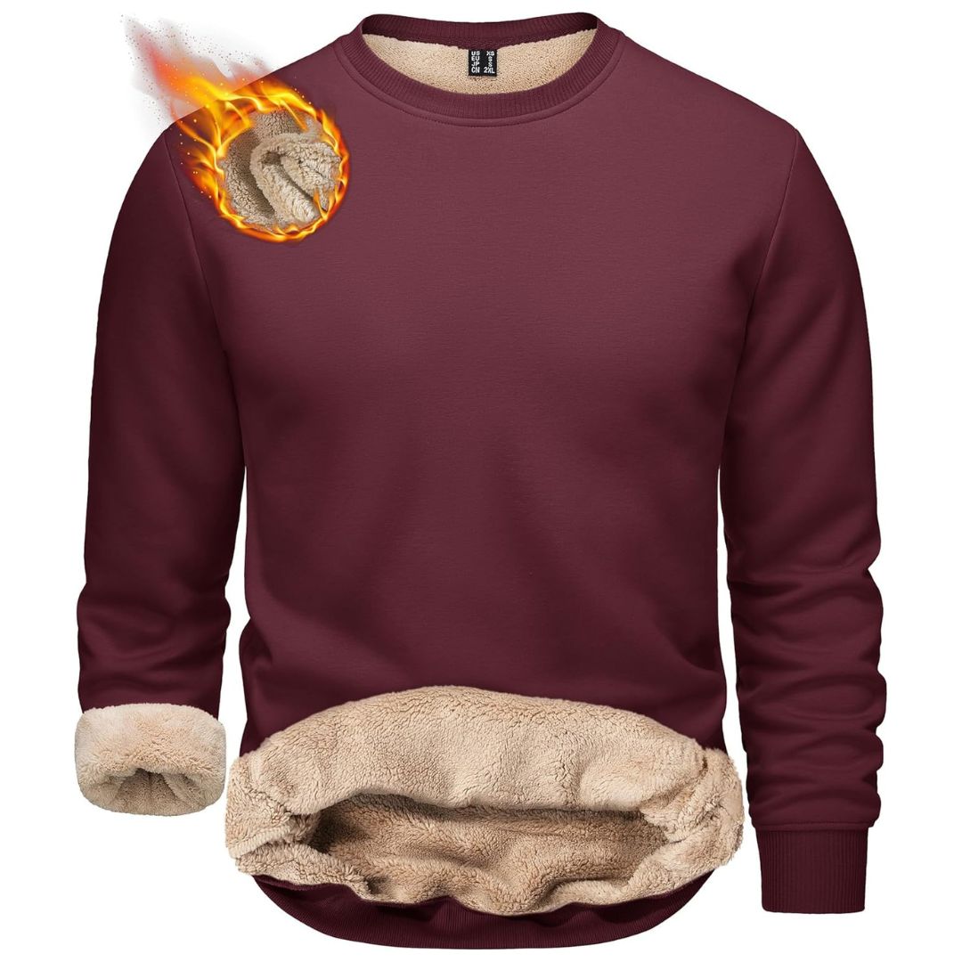 Men's heavyweight sherpa lined fleece pullover sweatshirt, windproof cotton comfort for everyday wear