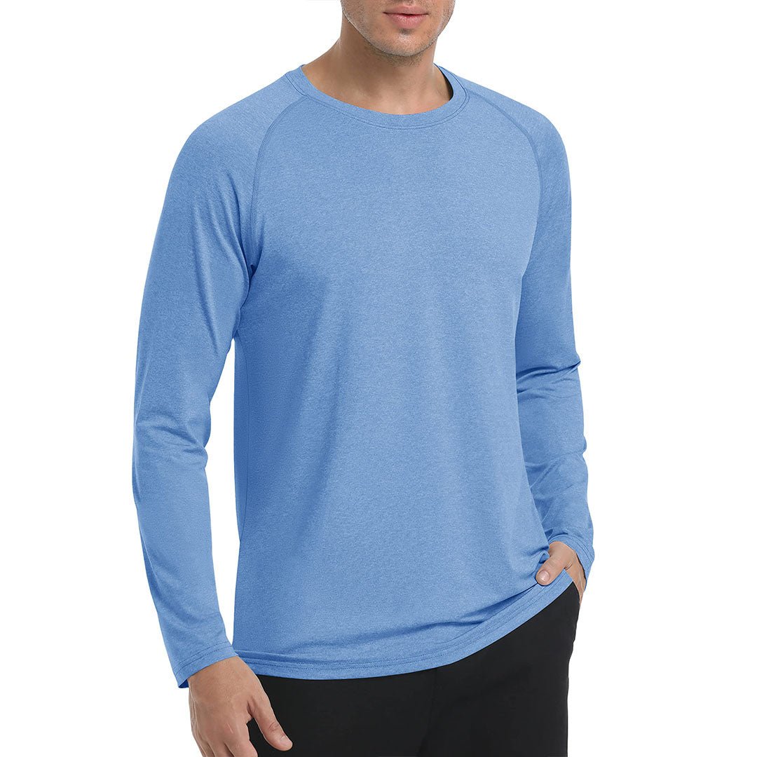 Men's UPF 50 long sleeve fishing shirt, lightweight quick-dry polyester, sun protection outdoor fit