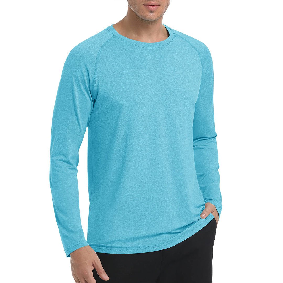 Men's UPF 50+ long sleeve fishing shirt moisture-wicking quick-dry lightweight sun protection outdoor