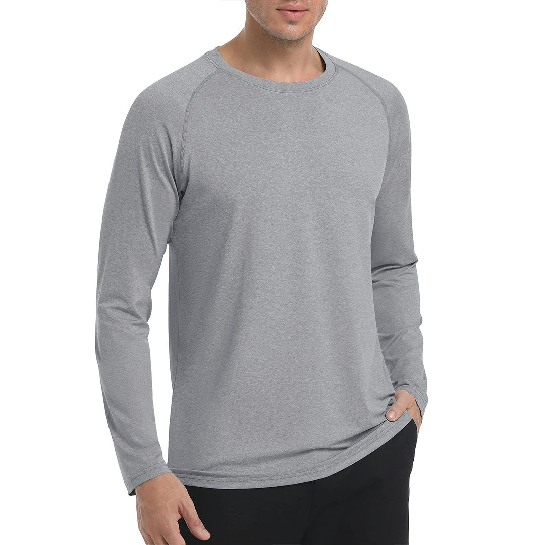 Men's UPF 50+ long sleeve fishing shirt, lightweight quick-dry polyester, sun protective outdoor fit