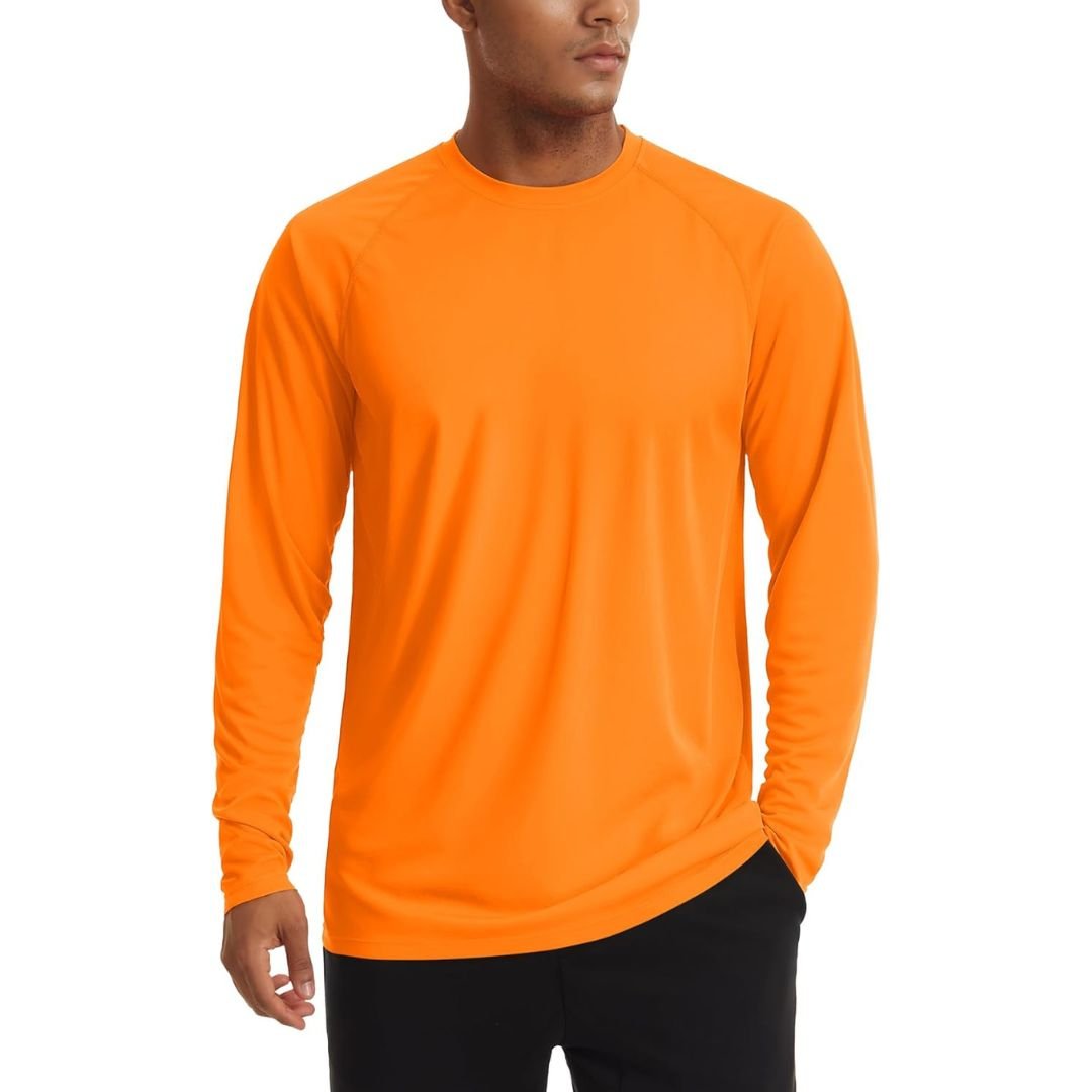 Men's UPF 50+ long sleeve sun protection shirt lightweight quick-dry polyester outdoor fishing hiking