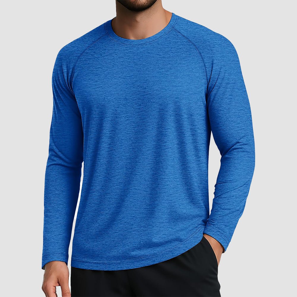 Men's UPF 50+ long sleeve outdoor shirt, lightweight breathable polyester with 4-way stretch for fishing hiking