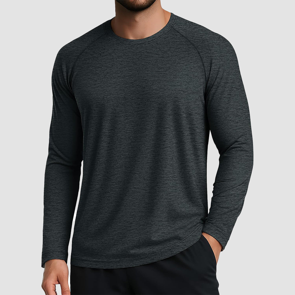 Men's UPF 50+ long sleeve outdoor shirt, lightweight quick-dry polyester for fishing and hiking