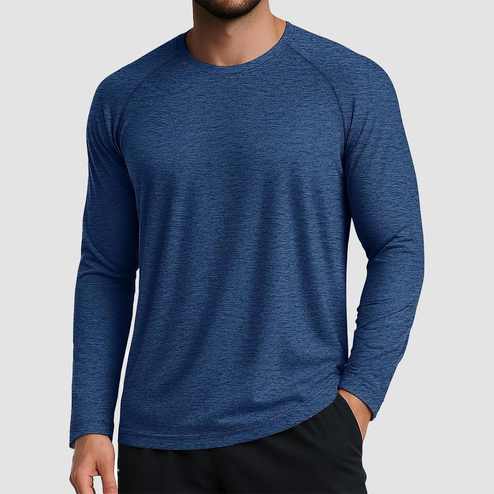 Men's UPF 50+ long sleeve outdoor shirt, lightweight quick-dry polyester with 4-way stretch for fishing hiking