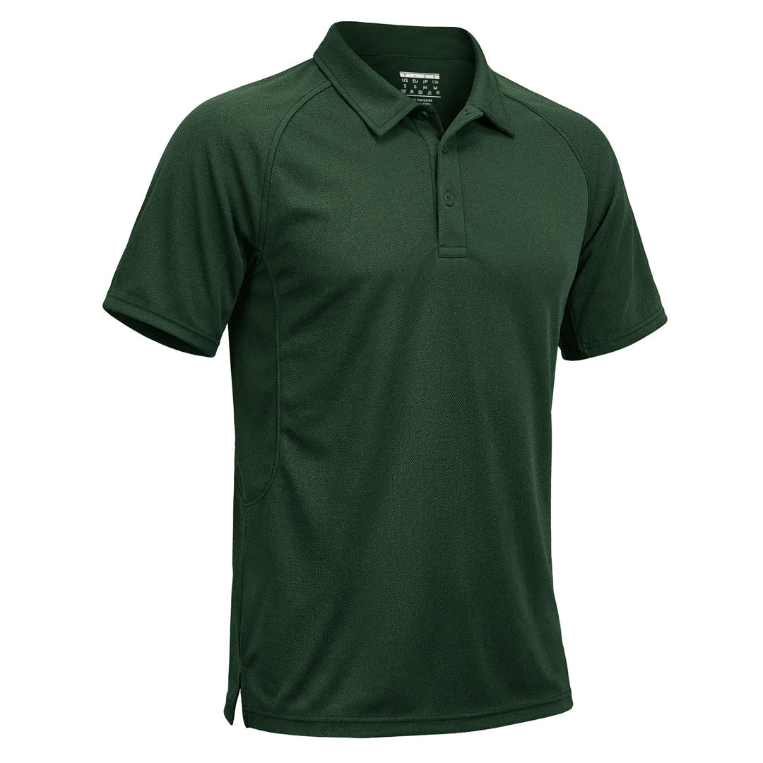 Men's UPF 50+ tactical polo shirt quick-dry moisture-wicking with sunglasses and pen pockets