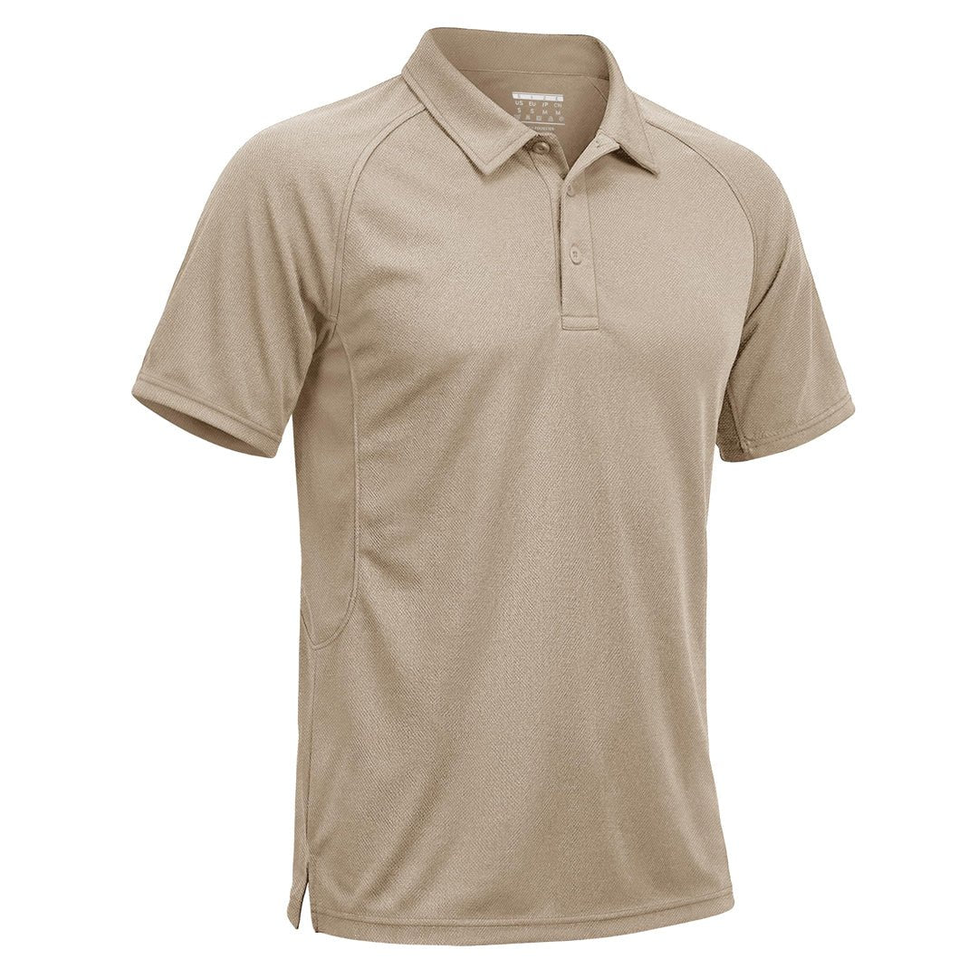 Men's UPF 50+ tactical polo shirt quick-dry moisture-wicking with sunglasses and pen pockets