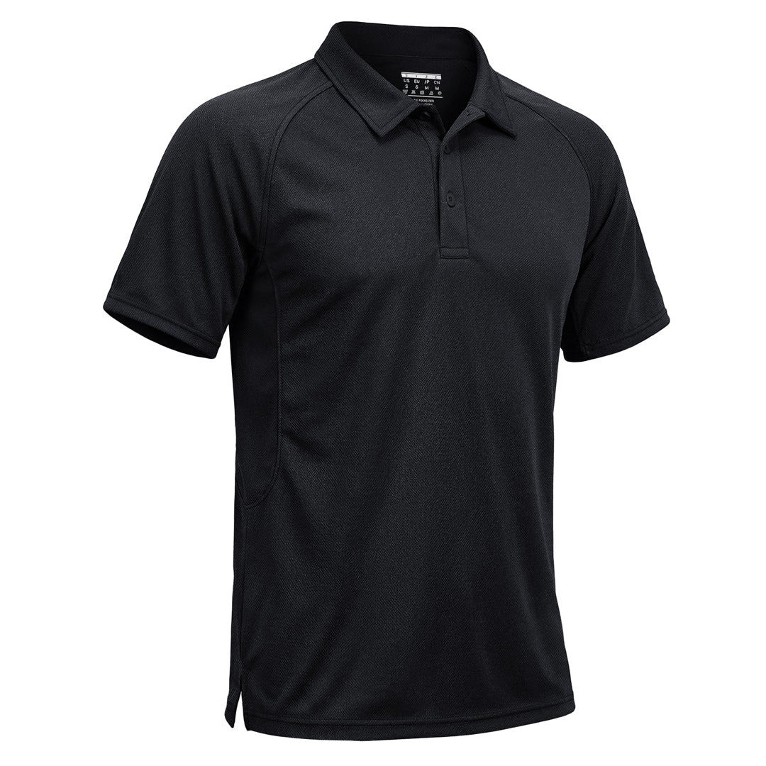 Men's UPF 50+ tactical polo shirt quick-dry moisture-wicking with sunglasses and pen pockets