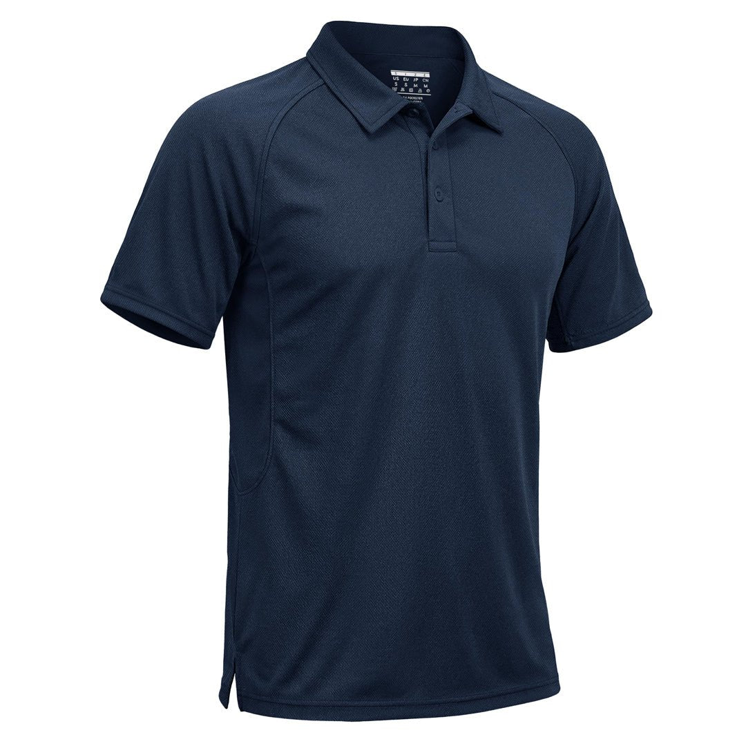 Men's UPF 50+ tactical polo shirt quick-dry moisture-wicking with sunglasses and pen pockets