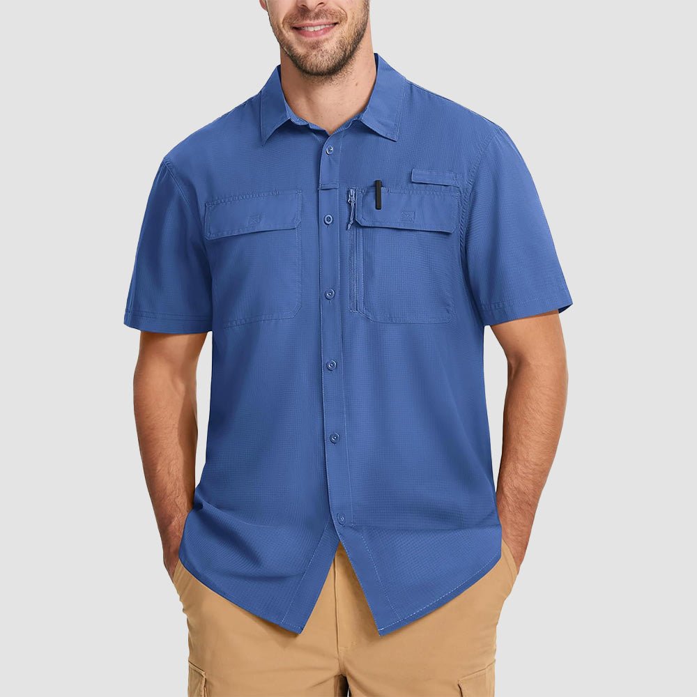 Men's lightweight UPF 50+ quick-dry fishing shirt, sun protective breathable design for anglers