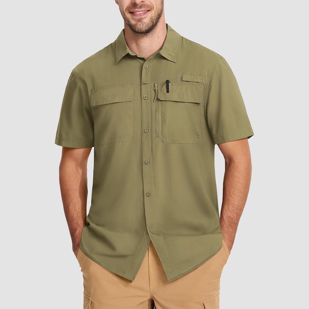 Men's lightweight UPF 50+ quick-dry fishing shirt, sun protective long sleeve with mesh ventilation