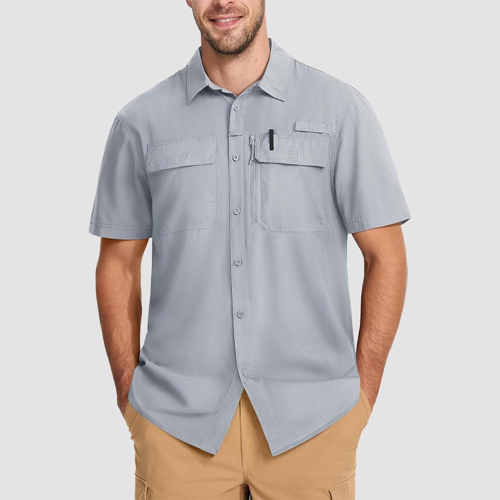 Men's lightweight UPF 50+ quick-dry fishing shirt, sun protective breathable design for anglers
