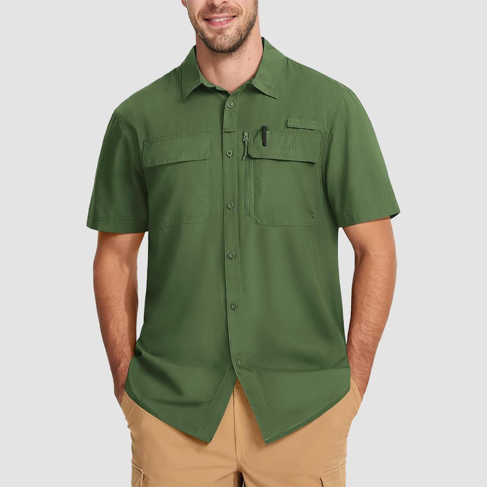 Men's lightweight UPF 50+ quick-dry fishing shirt, sun protective breathable design for anglers