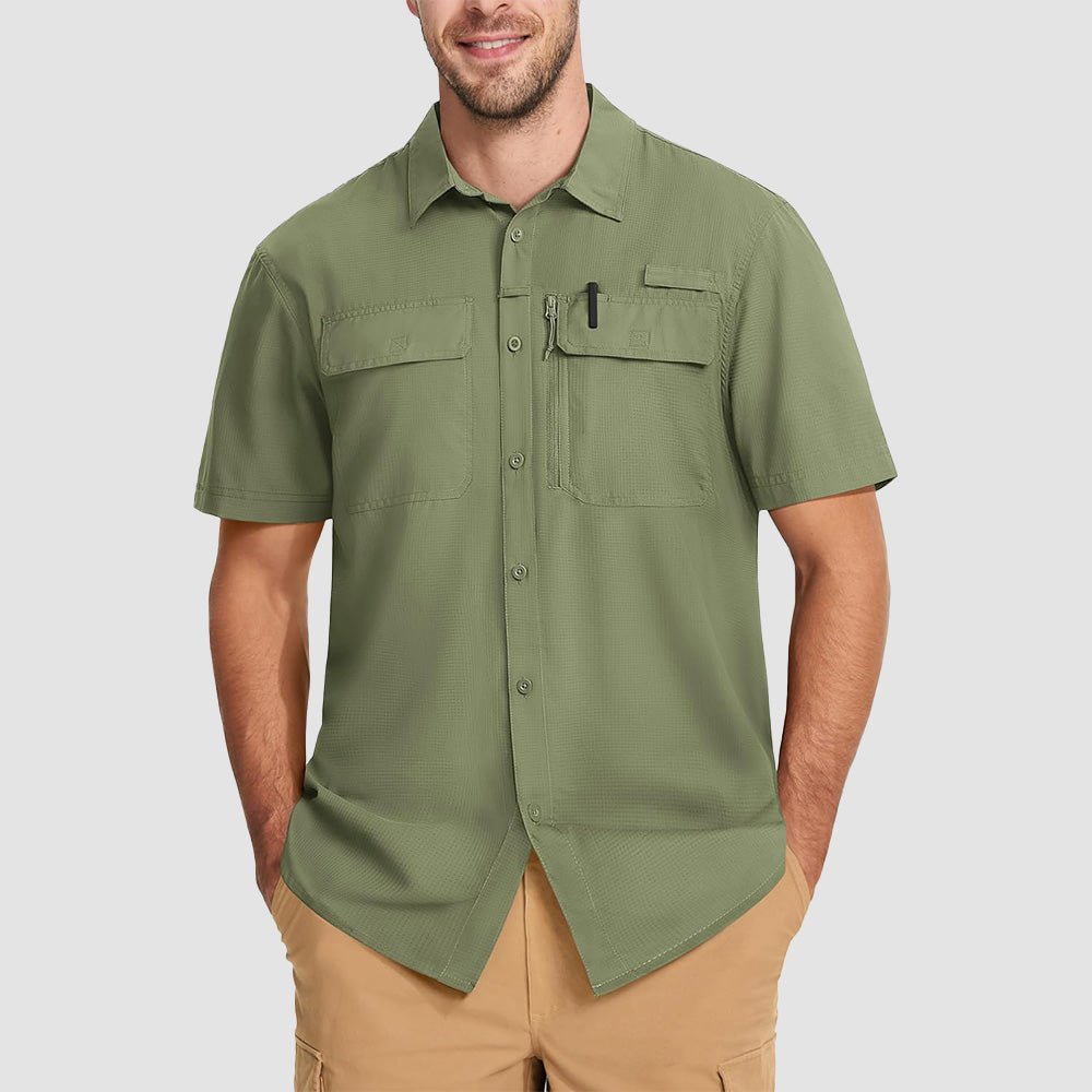 Men's lightweight UPF 50+ quick-dry fishing shirt, sun protective breathable design for anglers