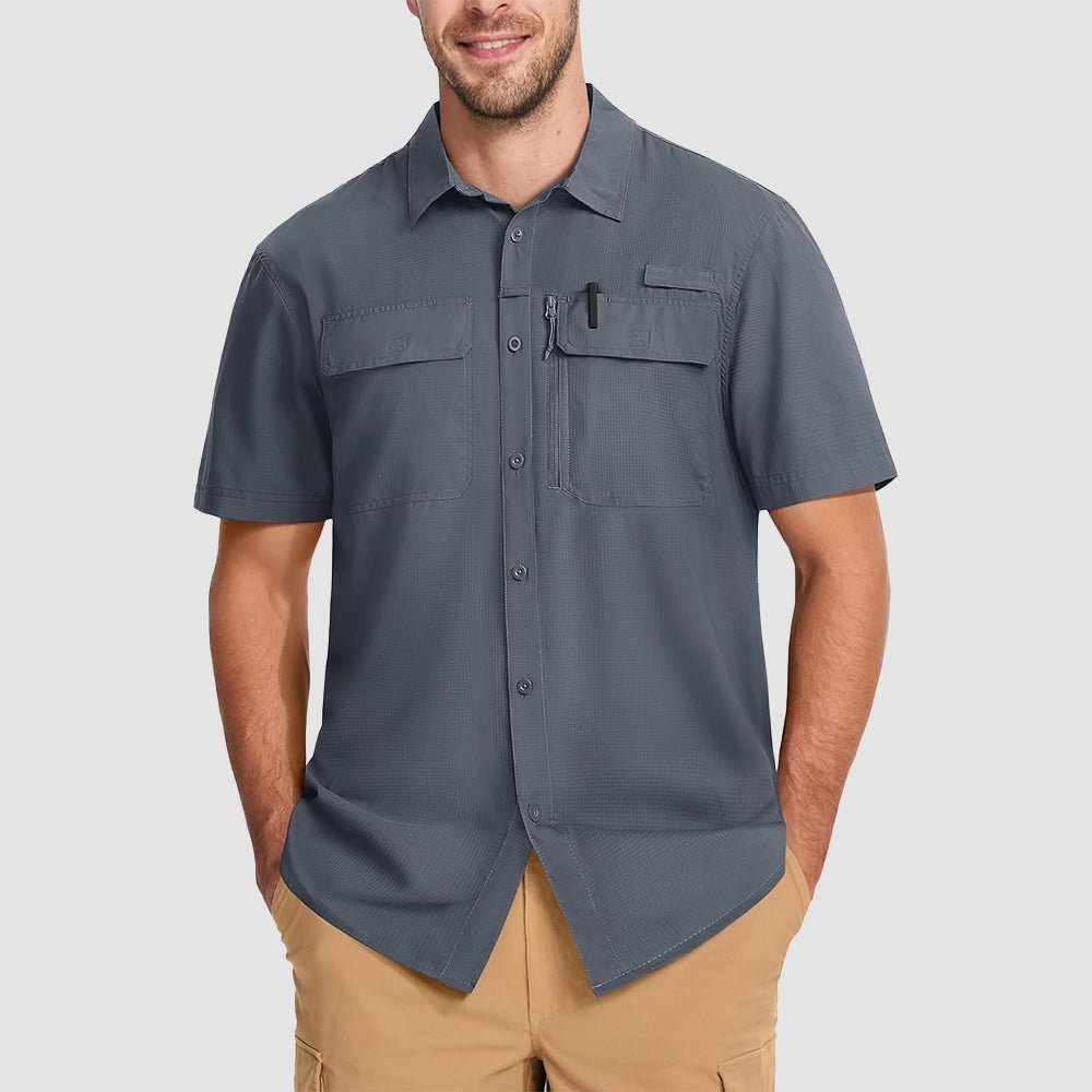 Men's lightweight UPF 50+ quick-dry fishing shirt, sun-protective breathable design for anglers
