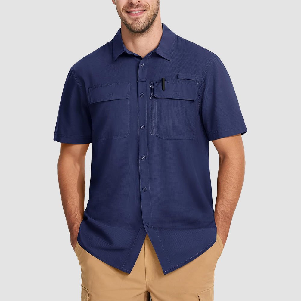 Men's lightweight UPF 50+ quick-dry fishing shirt, sun protective breathable design for anglers