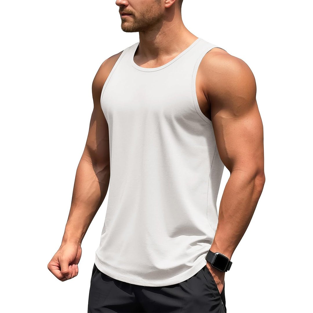 Men's UPF 50+ quick dry workout tank top with four-way stretch, lightweight athletic fit for gym training