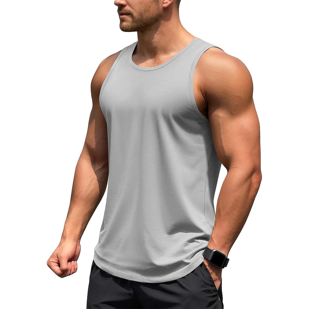 Men's UPF 50+ quick dry workout tank top, lightweight four-way stretch gym shirt for outdoor training
