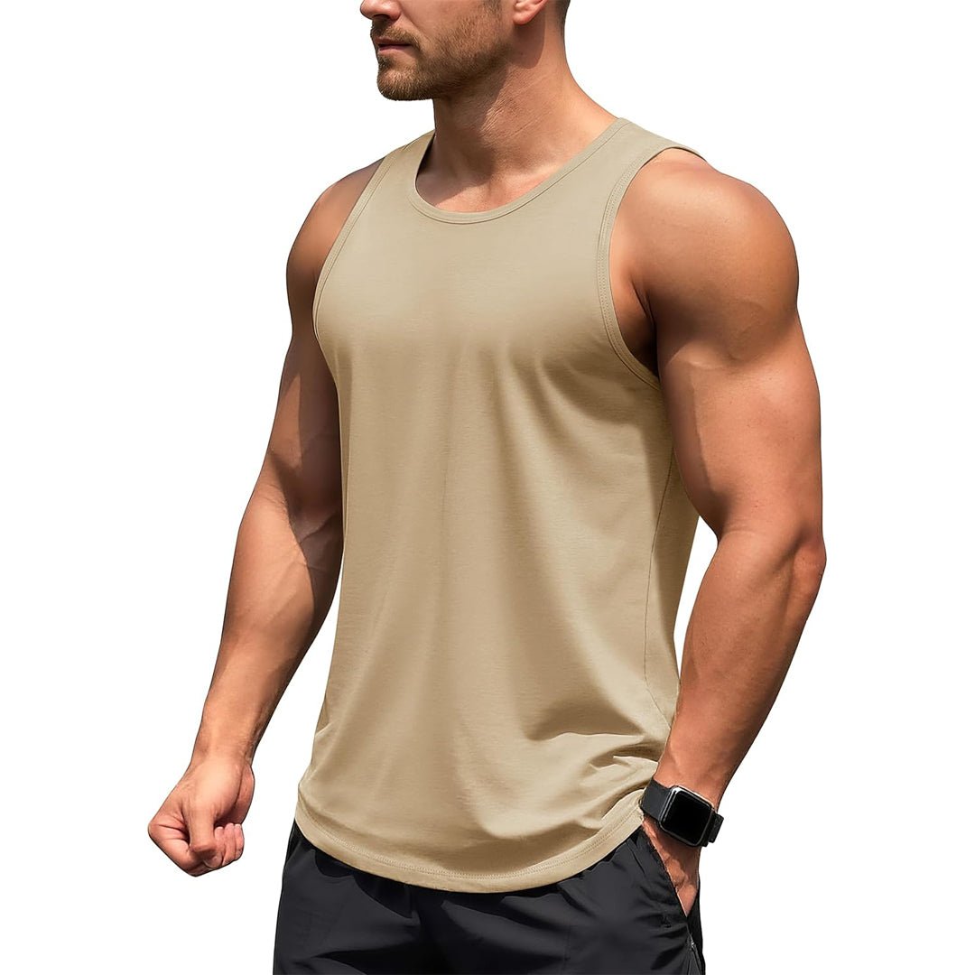 Men's UPF 50+ quick dry gym tank top, lightweight four-way stretch workout shirt for outdoor training