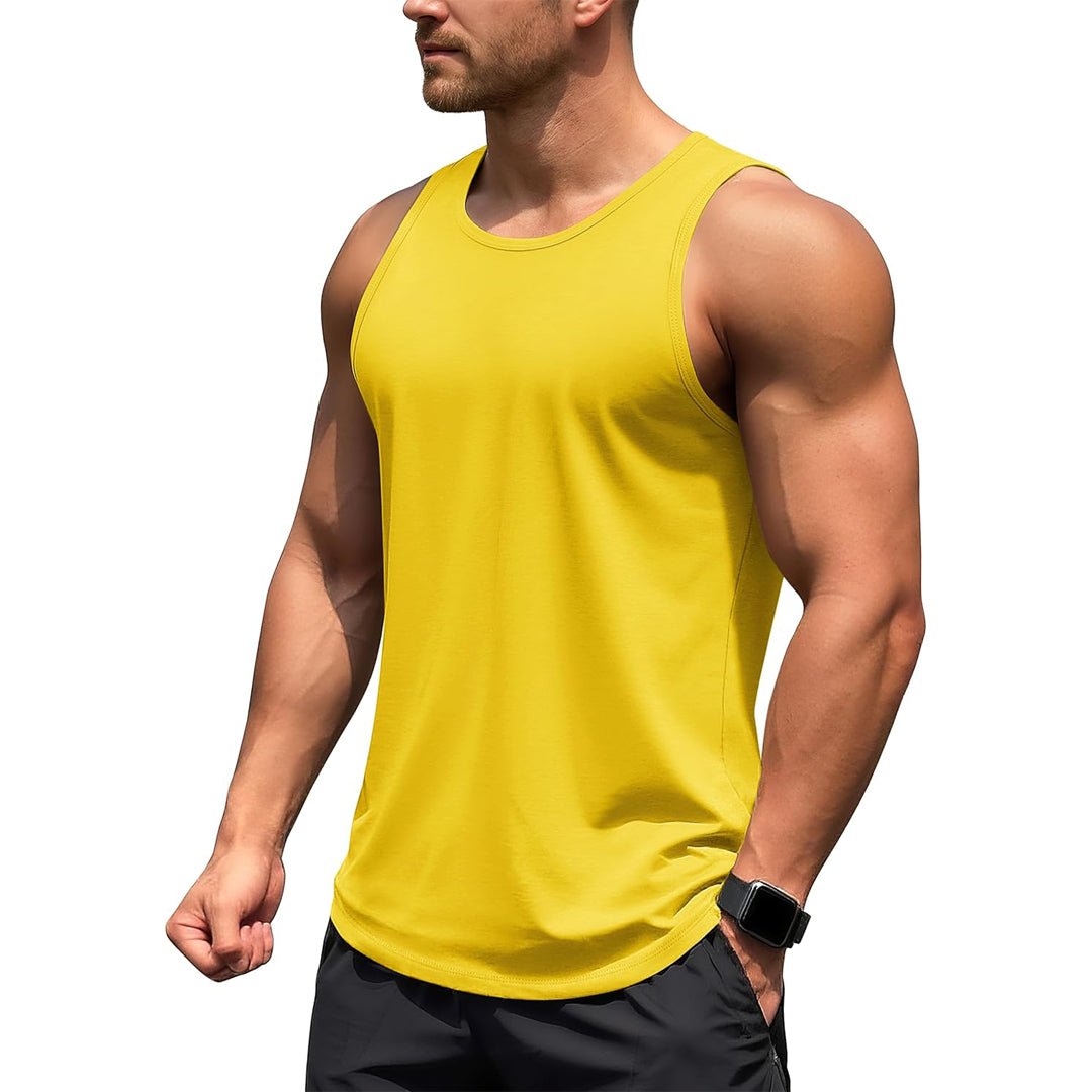Men's UPF 50+ quick-dry workout tank top, lightweight four-way stretch gym shirt for outdoor training