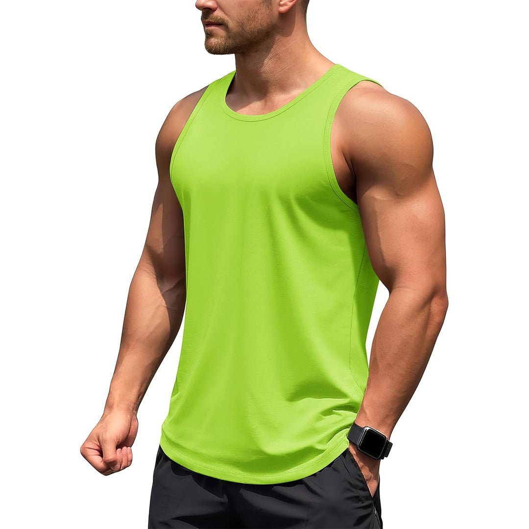 Men's UPF 50+ quick dry gym tank top, lightweight four-way stretch workout shirt for outdoor training