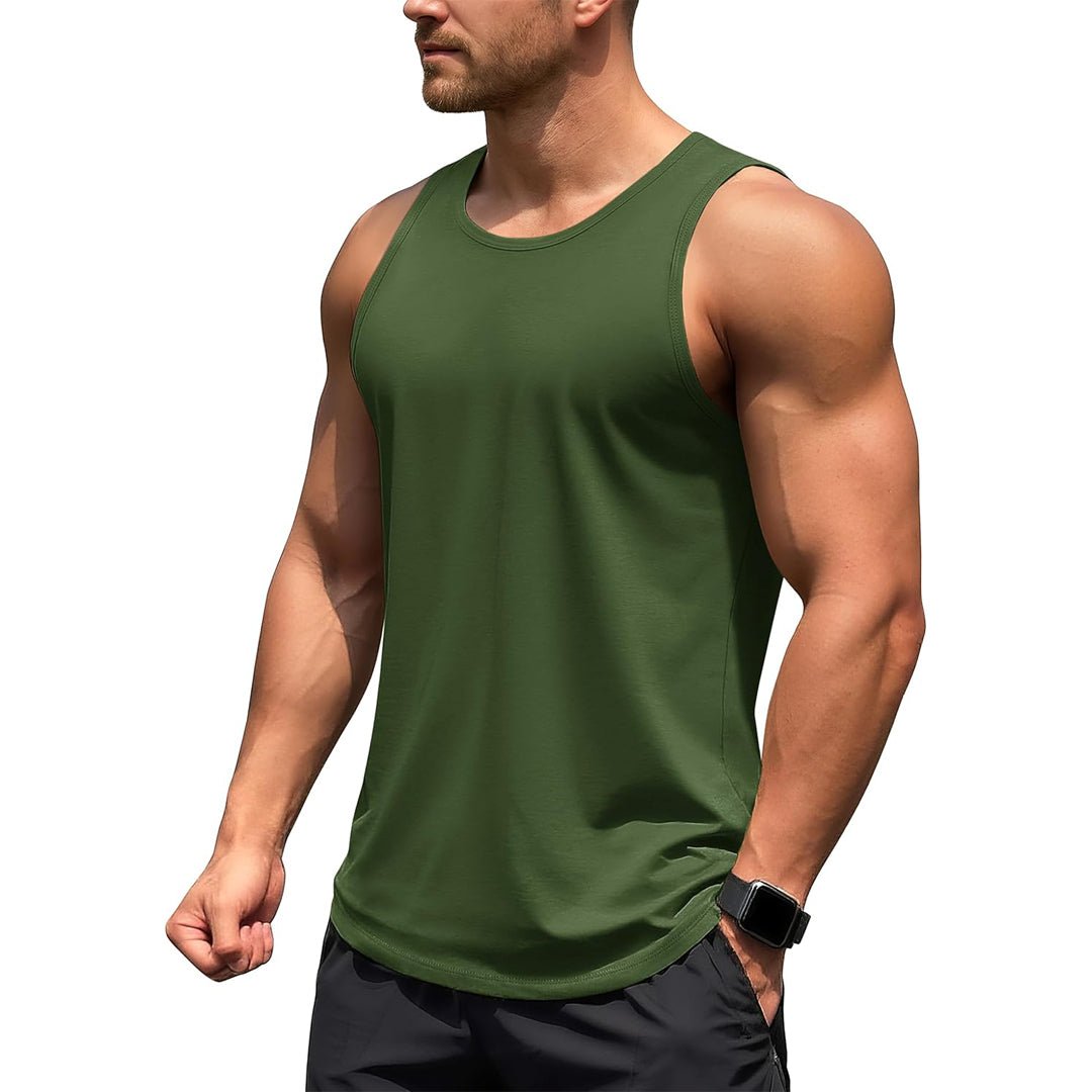 Men's UPF 50+ quick-dry gym tank top, light athletic cut with four-way stretch fabric