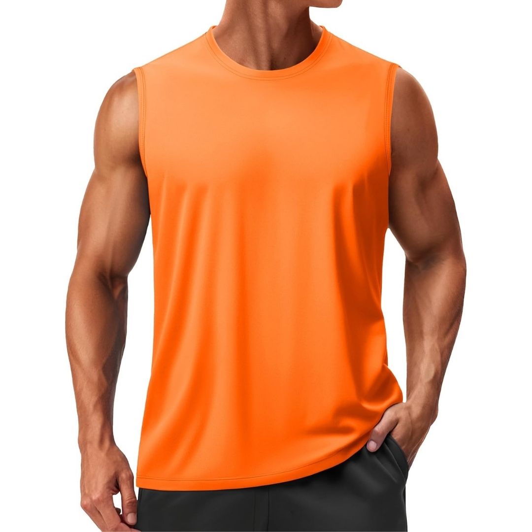 Men's quick-dry sleeveless tank top, UPF 50+ moisture-wicking, lightweight athletic fit for training