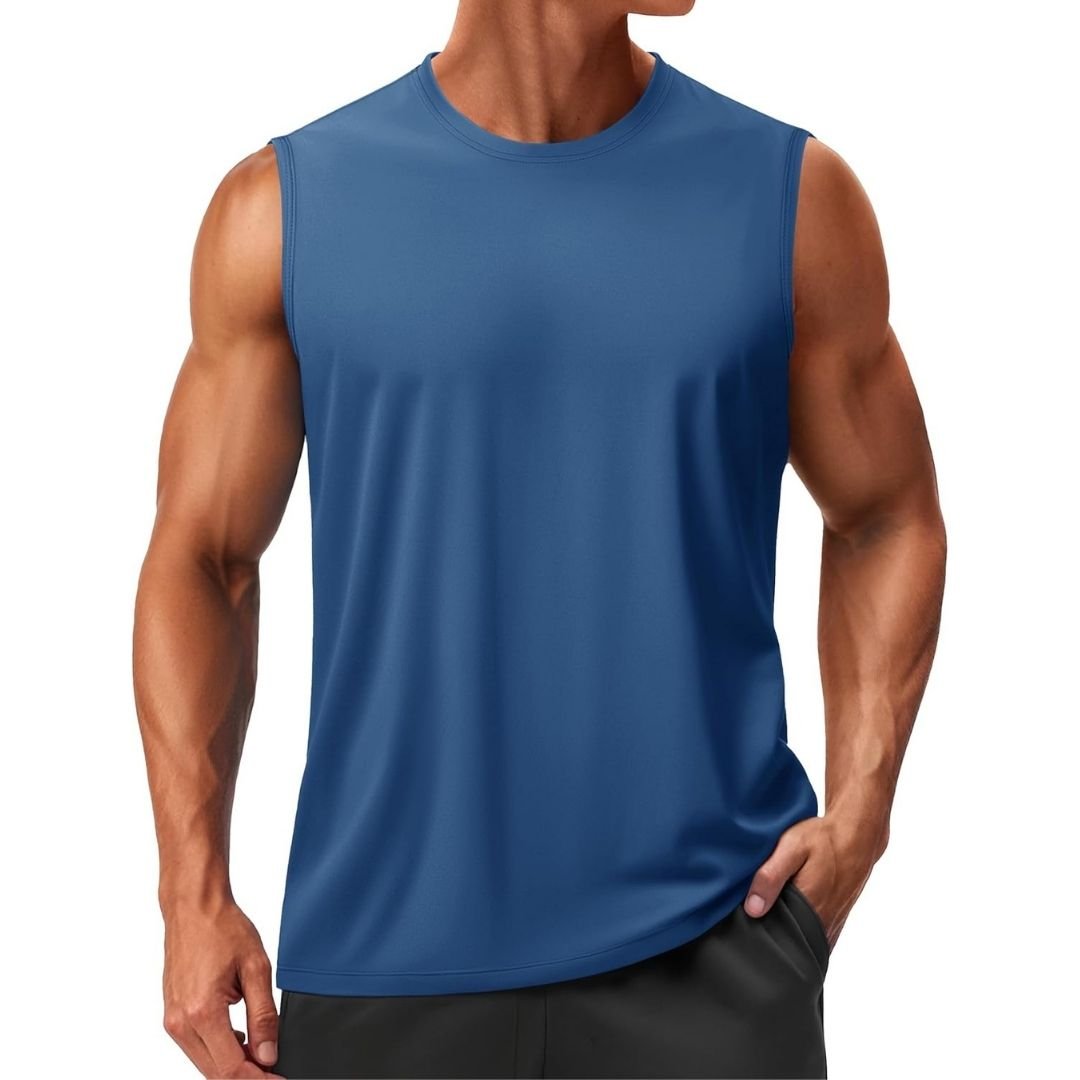 Men's quick-dry sleeveless tank top, UPF 50+ moisture-wicking athletic fit for outdoor training