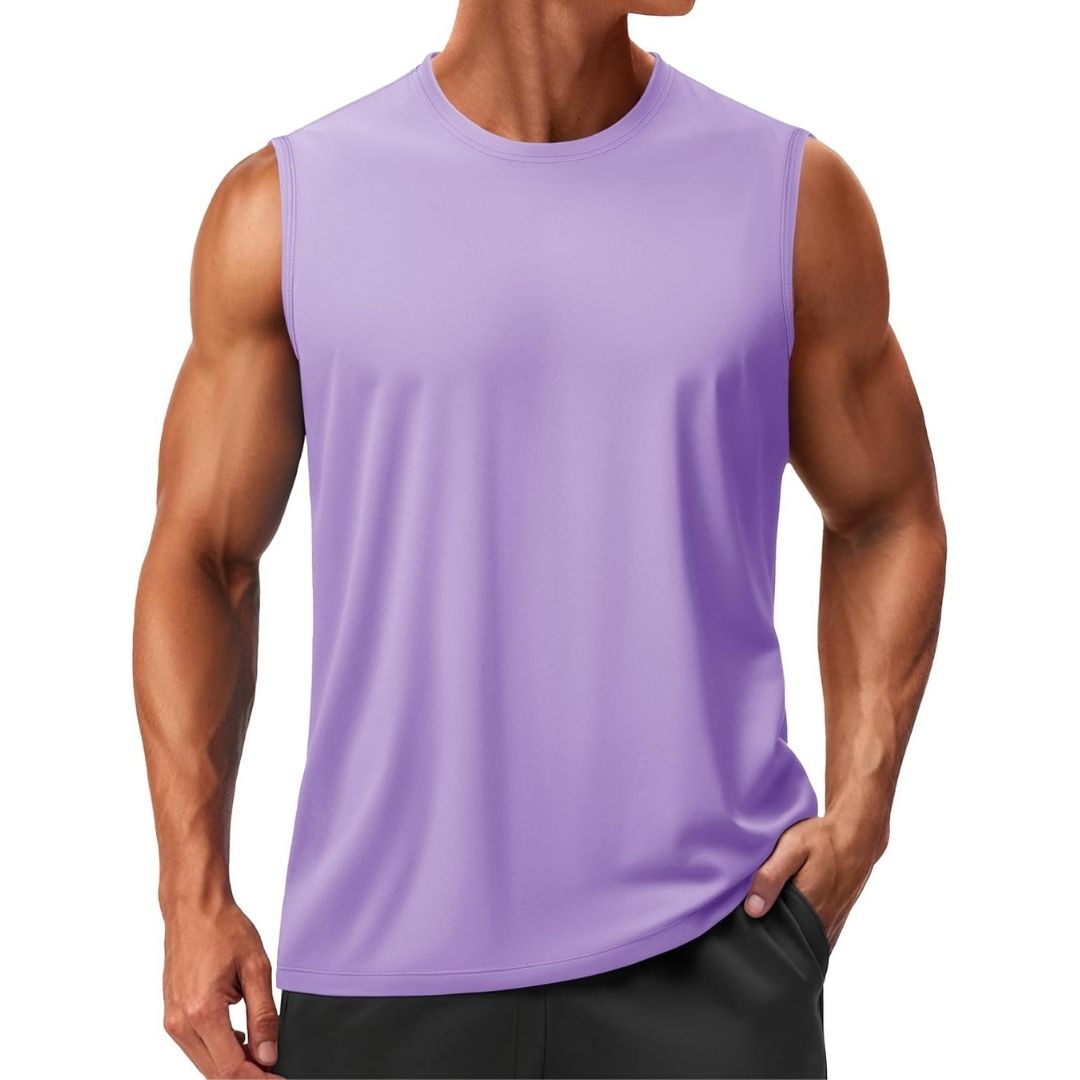 Men's quick-dry sleeveless tank top UPF 50 lightweight breathable polyester spandex athletic shirt