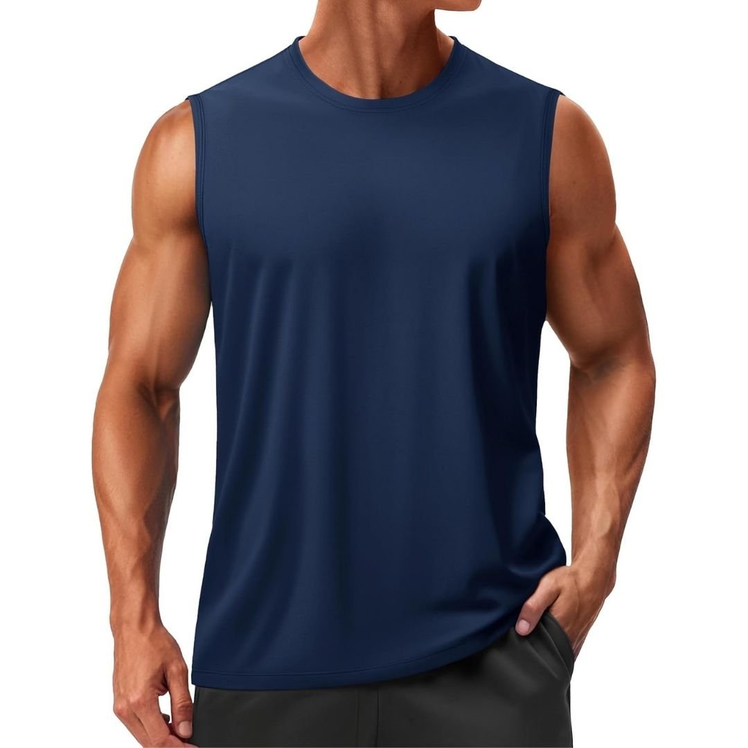 Men's quick-dry sleeveless tank top, UPF 50+ moisture-wicking athletic shirt for outdoor training