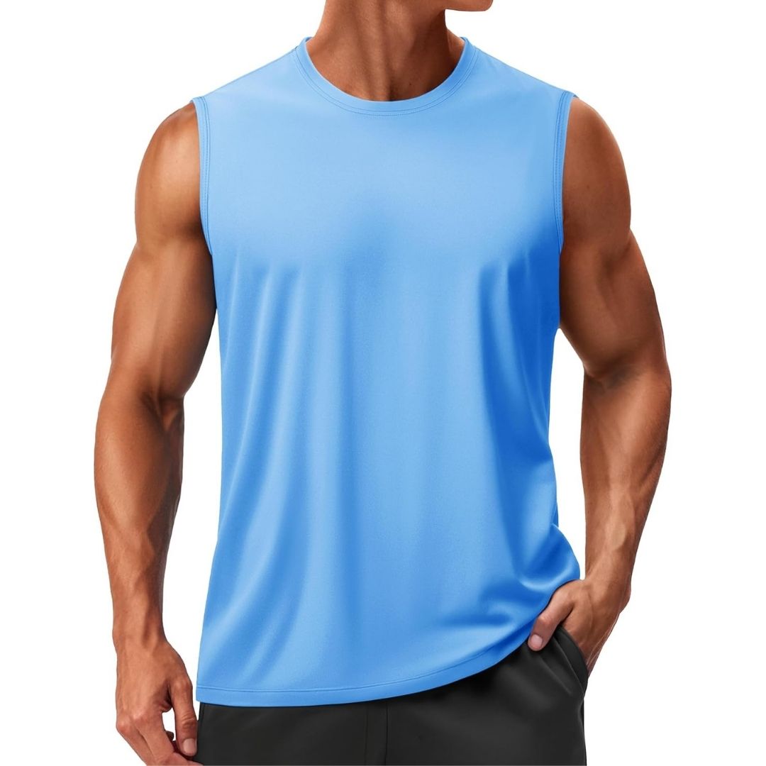 Men's quick-dry sleeveless tank top, UPF 50+ moisture-wicking athletic shirt for outdoor fitness