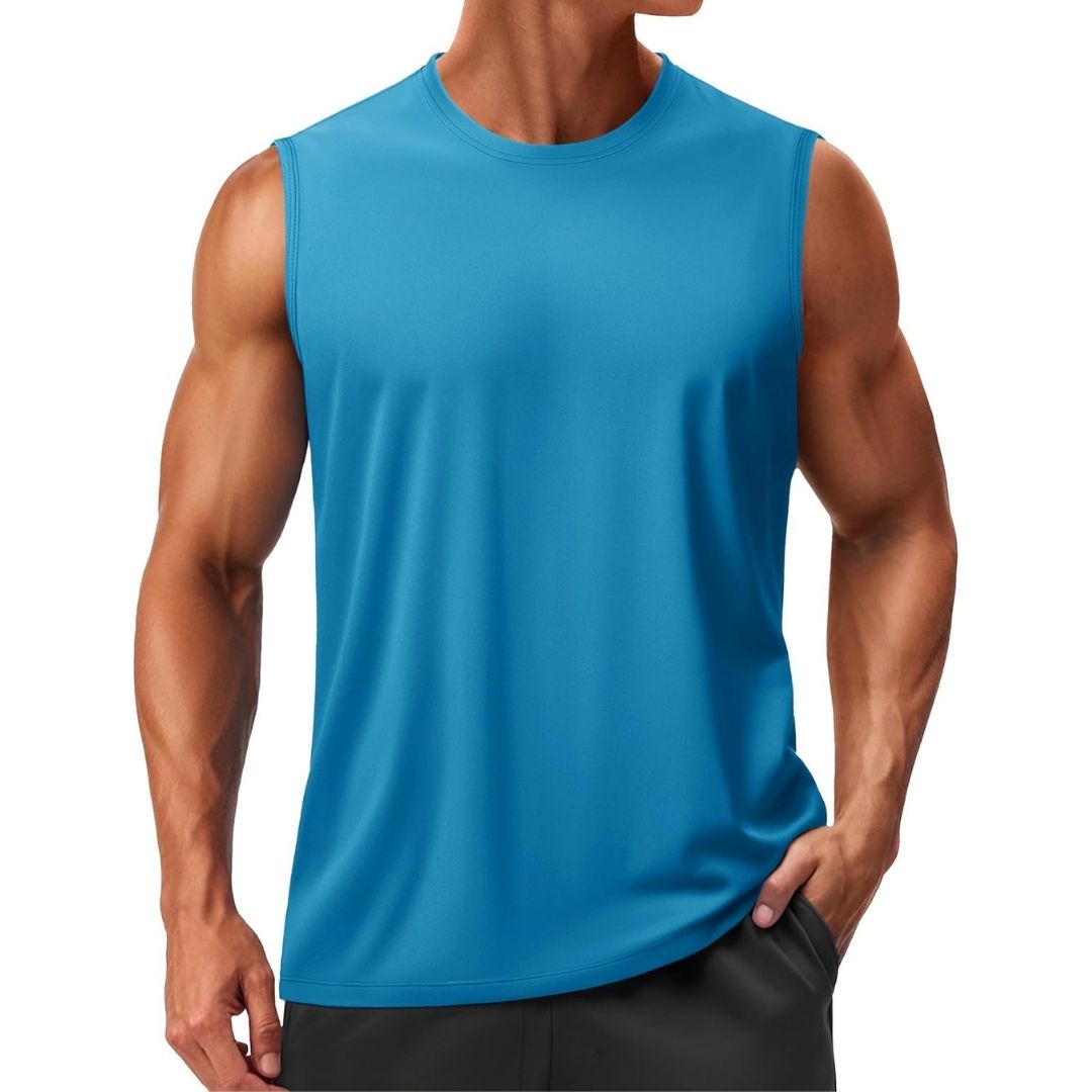 Men's quick-dry sleeveless tank top, UPF 50+ moisture-wicking athletic fit for outdoor training