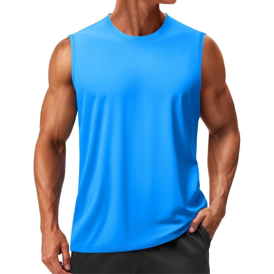 Men's quick-dry sleeveless tank top UPF 50 lightweight athletic shirt for outdoor fitness training