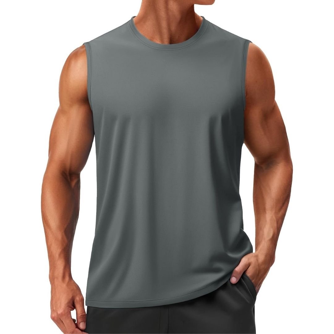 Men's quick-dry sleeveless tank top, UPF 50 moisture-wicking athletic fit for outdoor training
