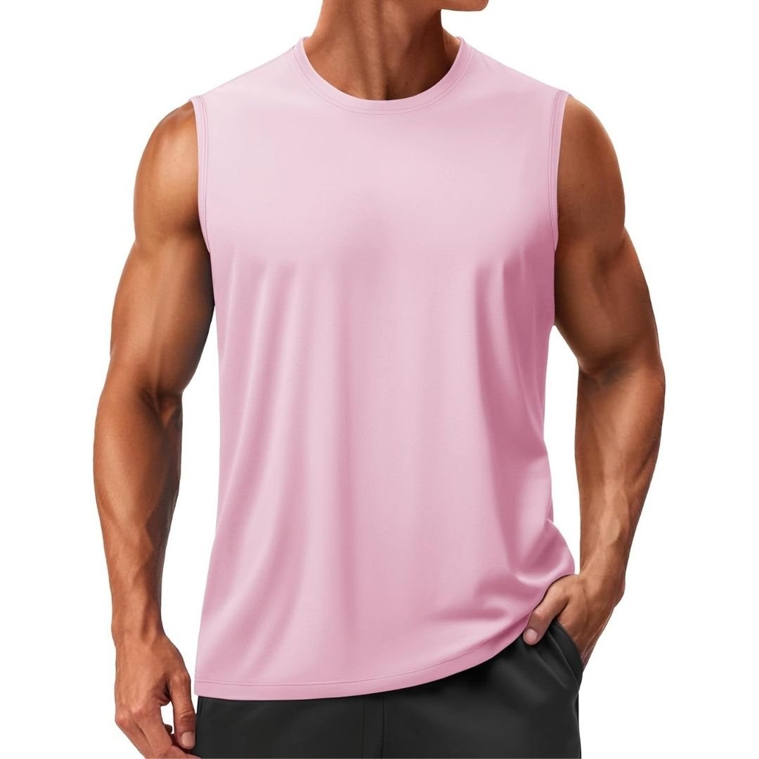 Men's quick-dry sleeveless tank top, UPF 50+ moisture-wicking athletic fit for outdoor training