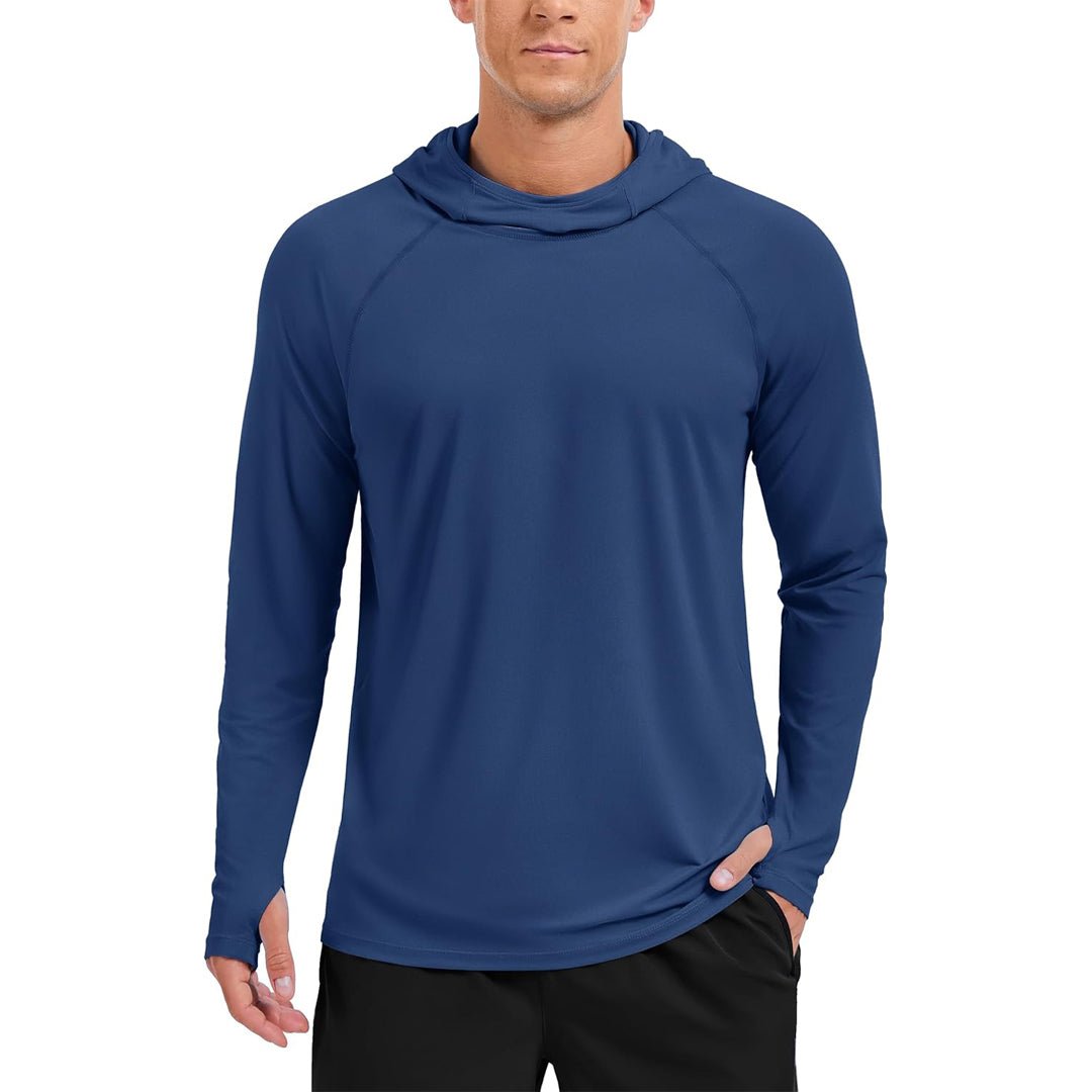 Men's UPF 50+ sun hoodie long sleeve rash guard shirt quick-dry lightweight outdoor active fit