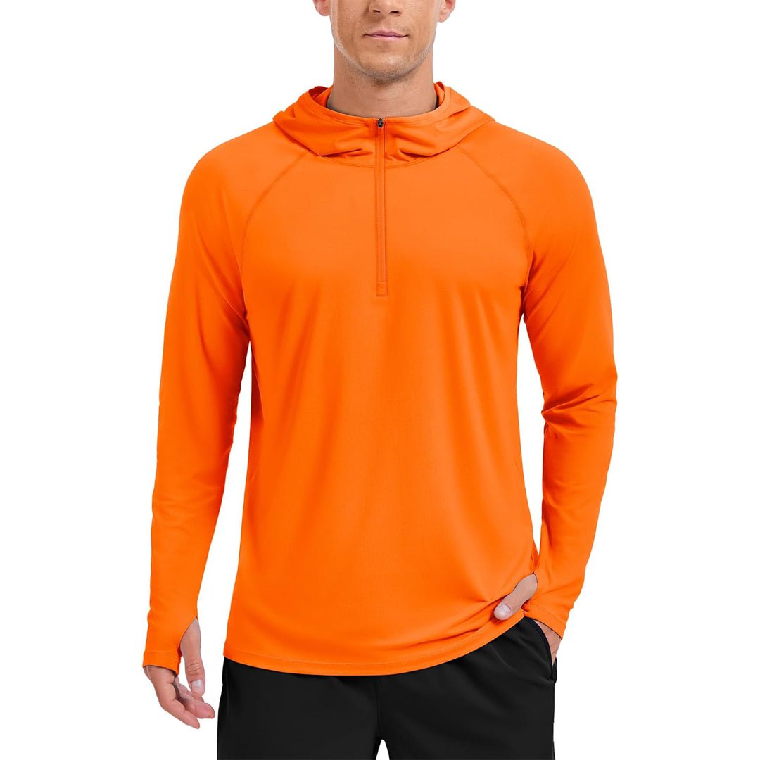 Men's lightweight UPF 50+ sun protection hoodie, moisture-wicking breathable outdoor running fishing shirt