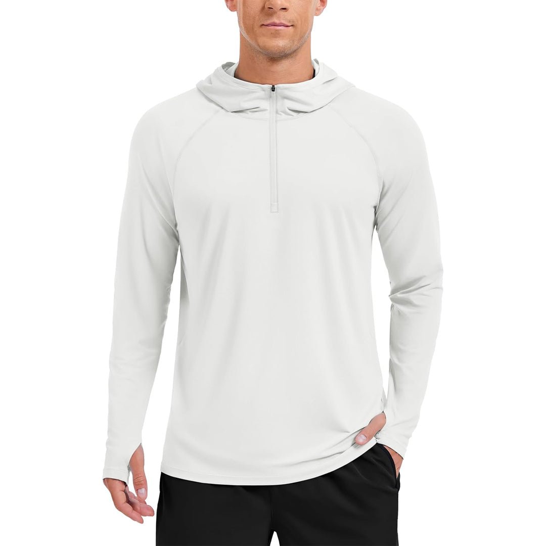 Men's lightweight UPF 50+ sun protection hoodie for running fishing breathable moisture-wicking outdoor shirt