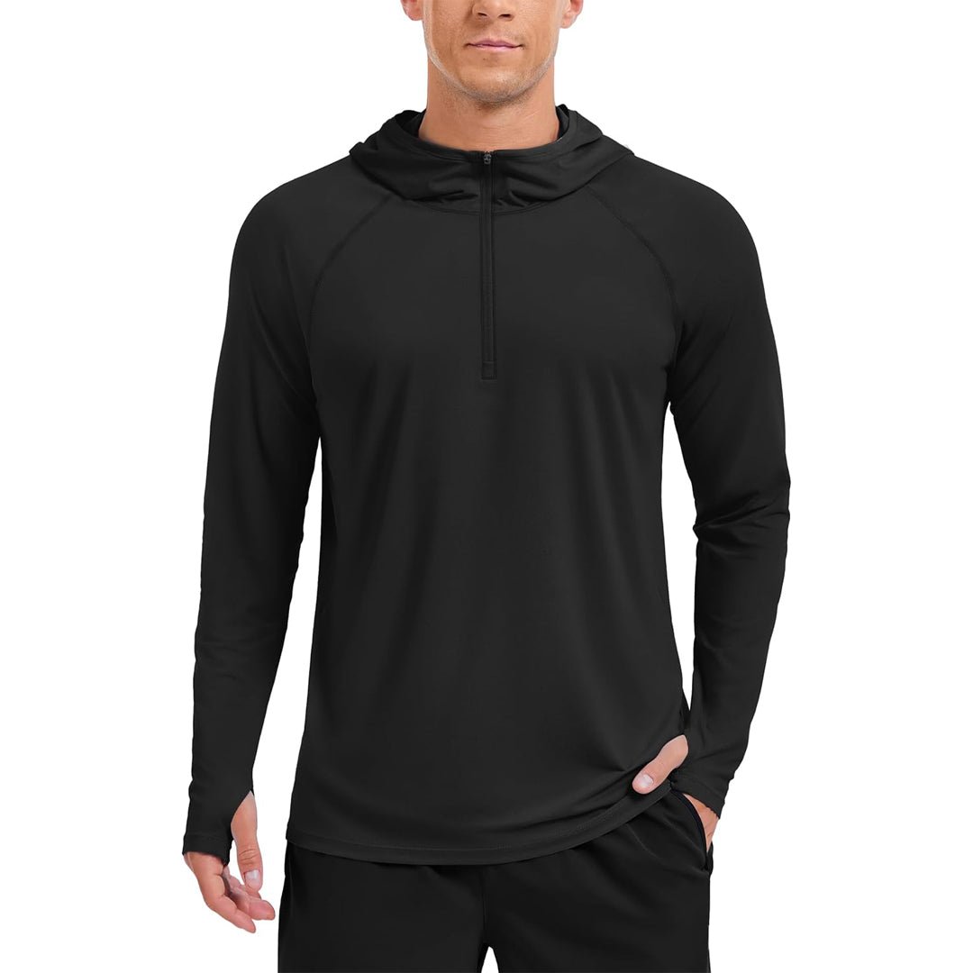 Men's lightweight UPF 50+ sun protection hoodie for running fishing breathable moisture-wicking outdoor shirt