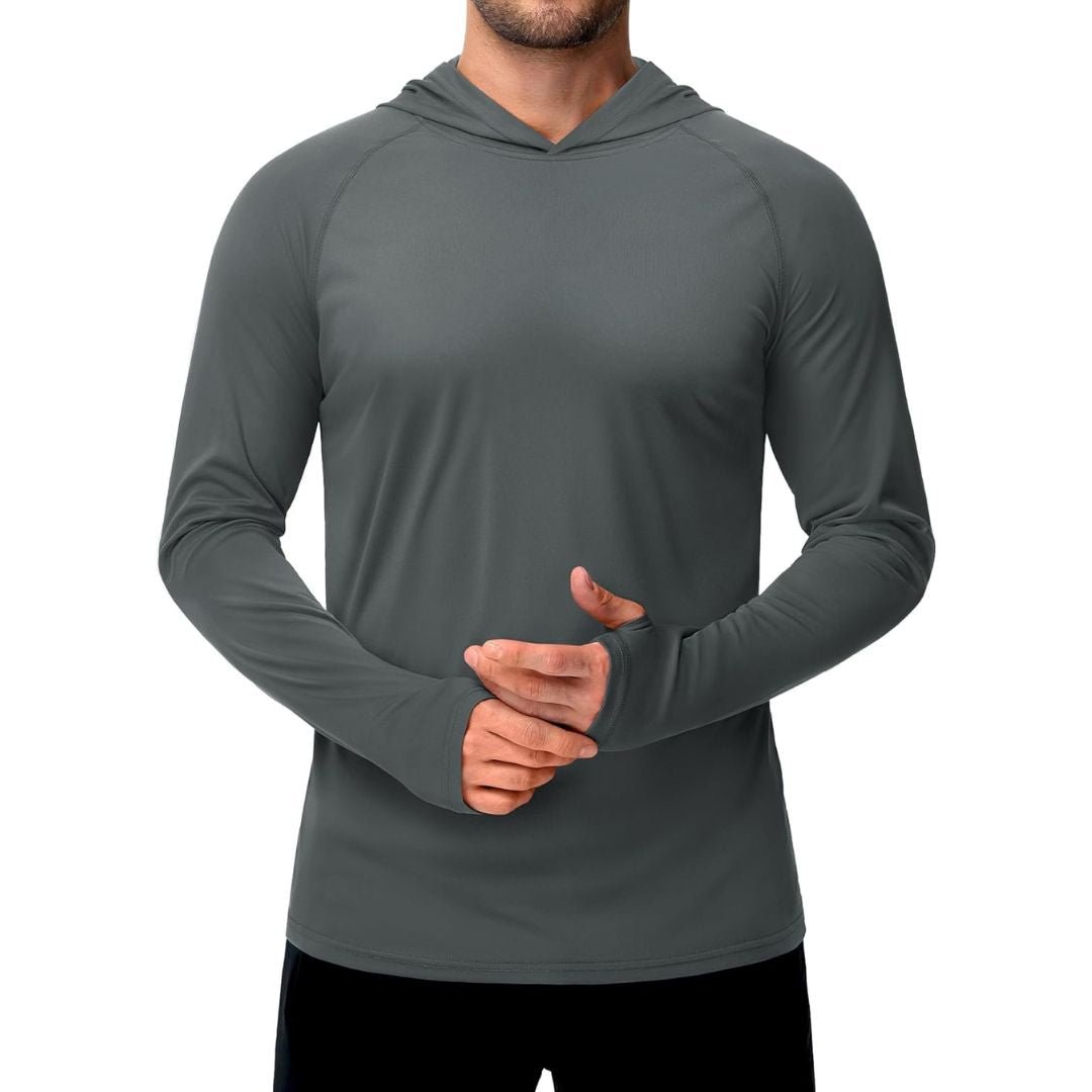 Men's UPF 50 rash guard shirt breathable quick-dry sun protection athletic fit outdoor sports