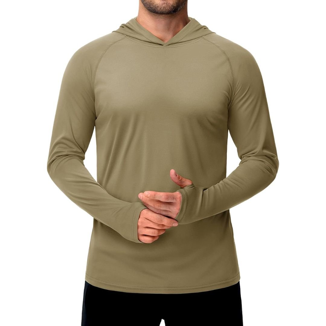 Men's UPF 50 rash guard shirt breathable quick-dry sun protection athletic fit outdoor
