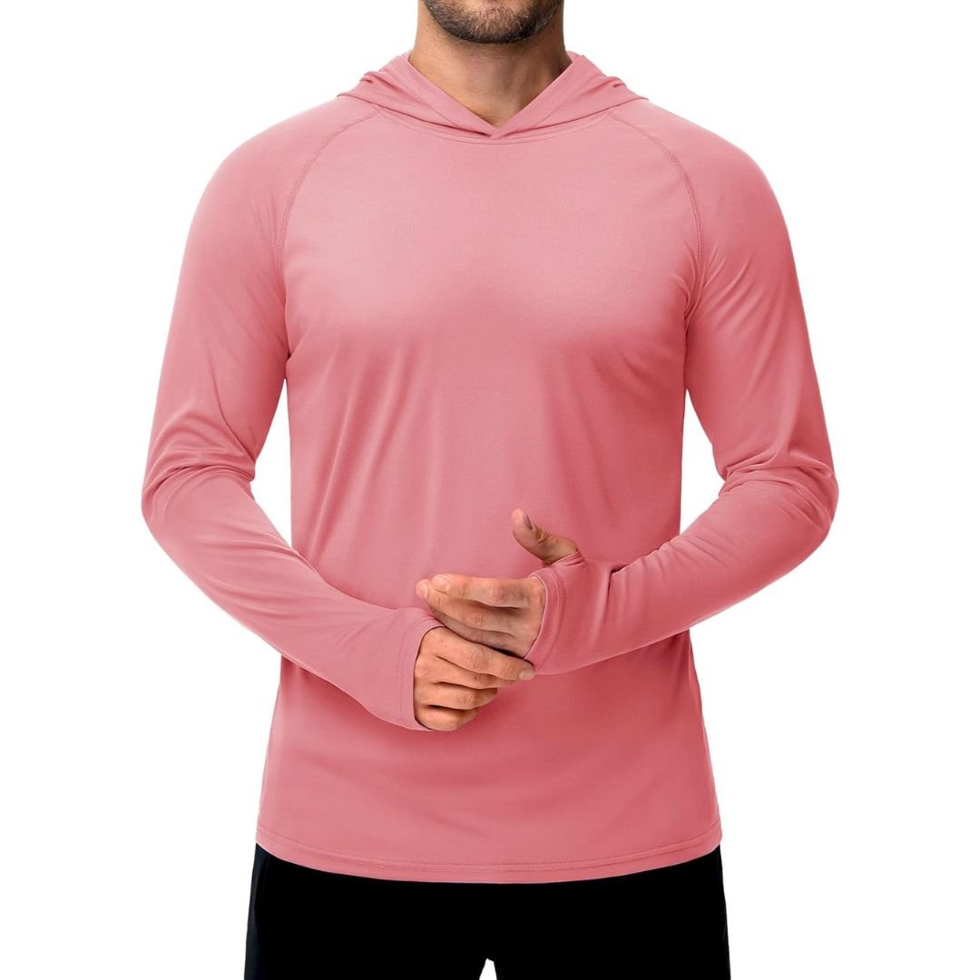 Men's UPF 50 rash guard shirt breathable quick-dry sun protection athletic fit outdoor sports