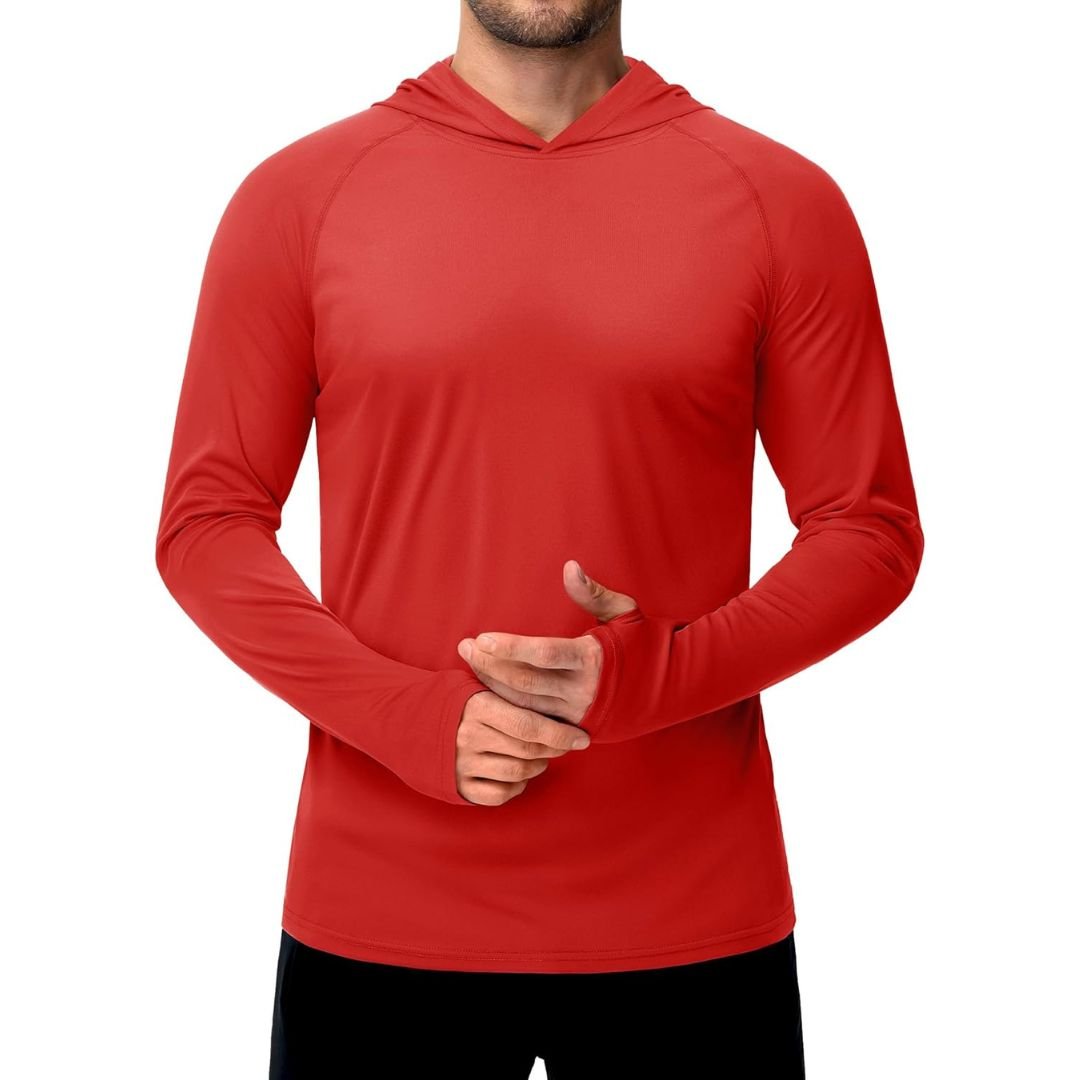 Men's UPF 50 rash guard shirt breathable quick-dry sun protection athletic fit outdoor sports